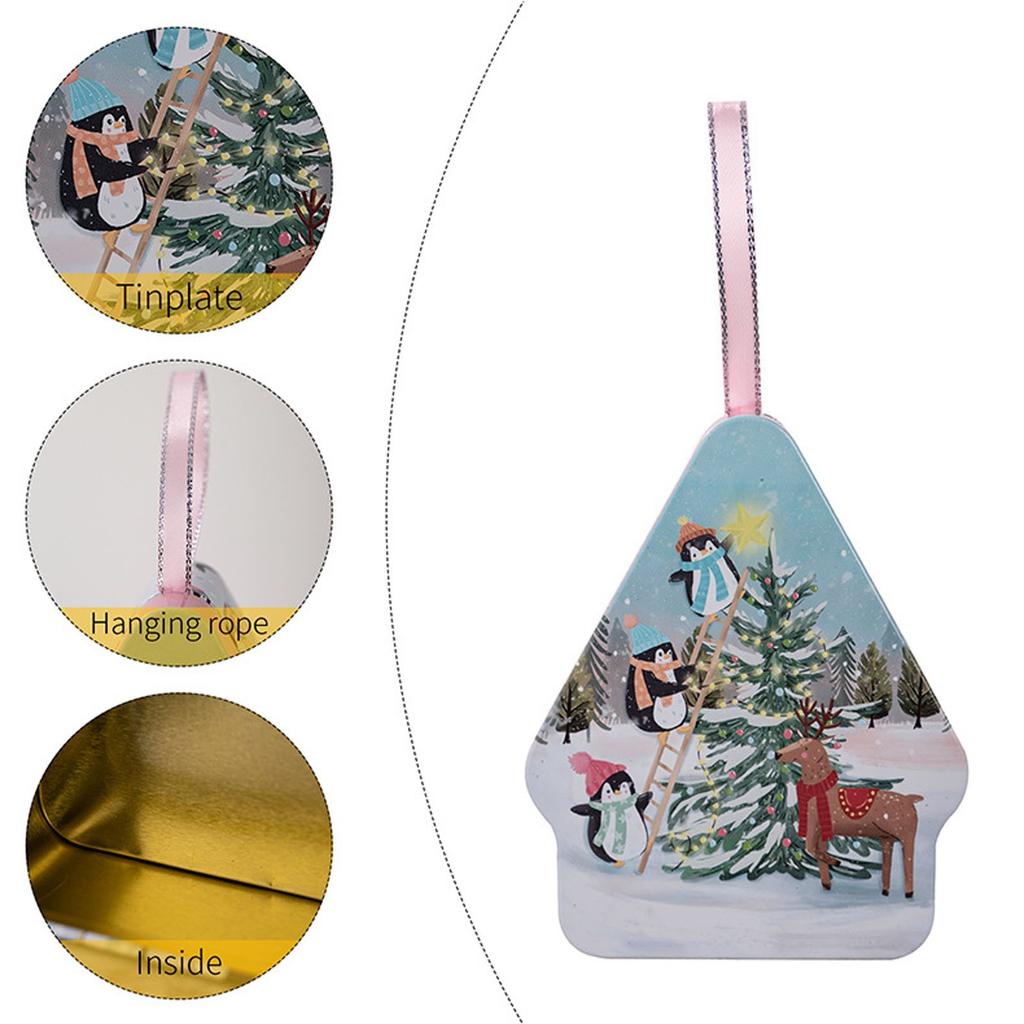 Christmas Tin Box, Metal Cookie Tins With Lids, Xmas Card Tin Box, Candy Storage Containers House Shaped For Gift Giving Holiday Party Gift Box