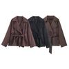 European and American Women's Fashion Lace-up Waist-Cinching Trench Coat