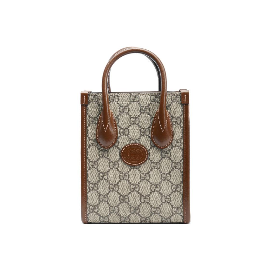 GUCCI Canvas With Leather Handbag Mini
