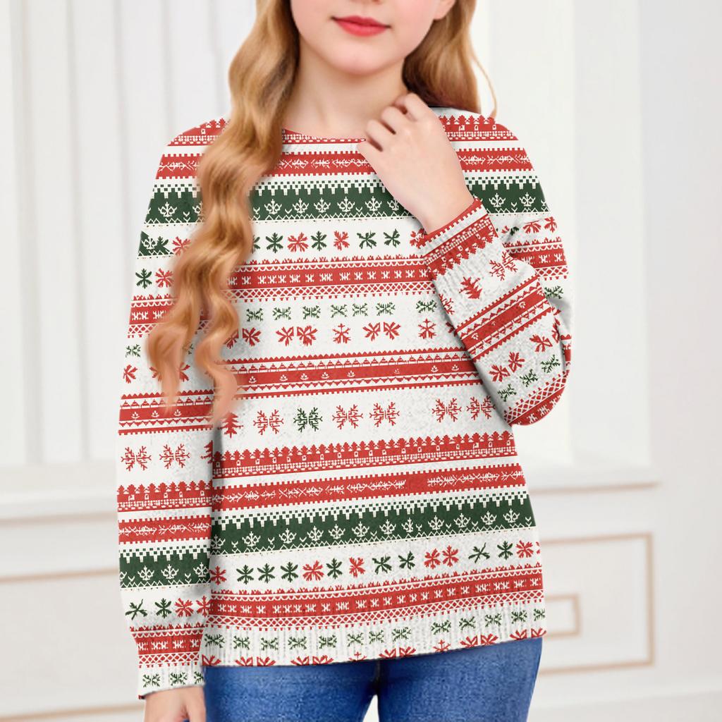 Christmas Day Sweatshirts For Children Boys And Girls Knit Sweater Cute Shirt Fall Crewneck Pullover Tops