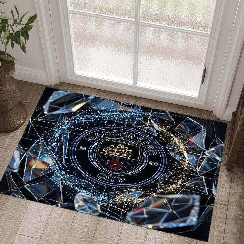 Manchester City Design Crystal Velvet Carpet Cozy Non?Slip Printed Rug For Bedroom Living Room Entrance