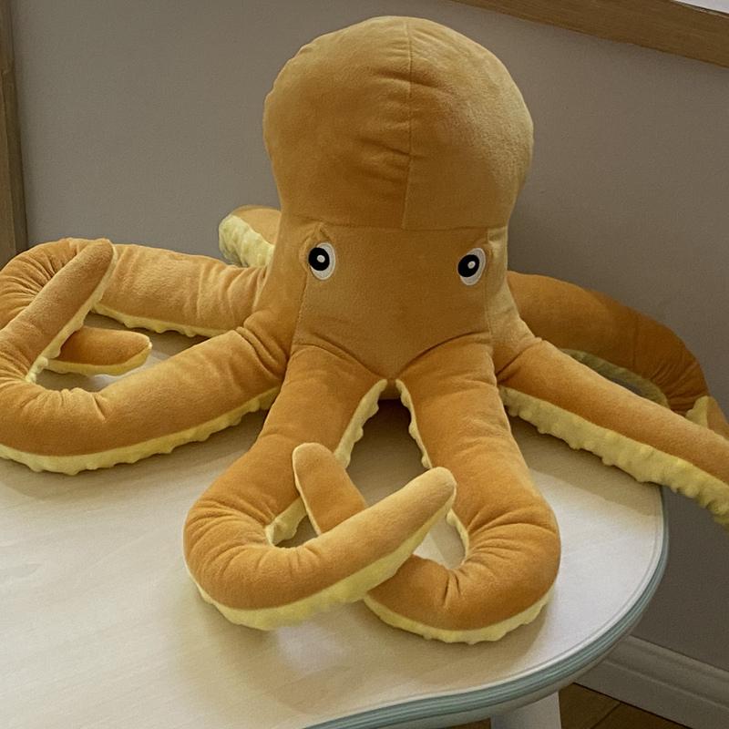 New Simulation Yellow Octopus Plush Toy Lifelike Sea Animal Plushies Doll Cartoon Soft Pillow for Girls Boys Birthday Gifts