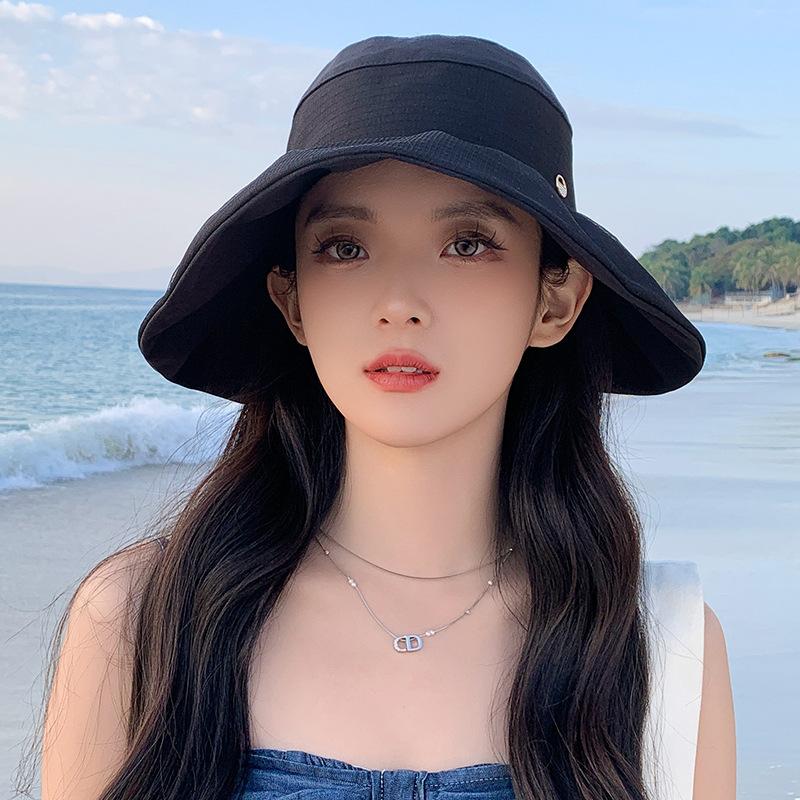 

Летняя шляпа женская однотонная универсальная панама летняя уличная дорожная солнцезащитная шляпа показывает маленькое лицо Average size