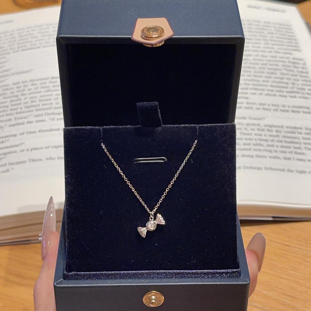 Luksusowy naszyjnik cukierkowy ze srebra próby 925 – kolekcja 2025, łańcuszek obojczykowy, prezent dla dziewczynek