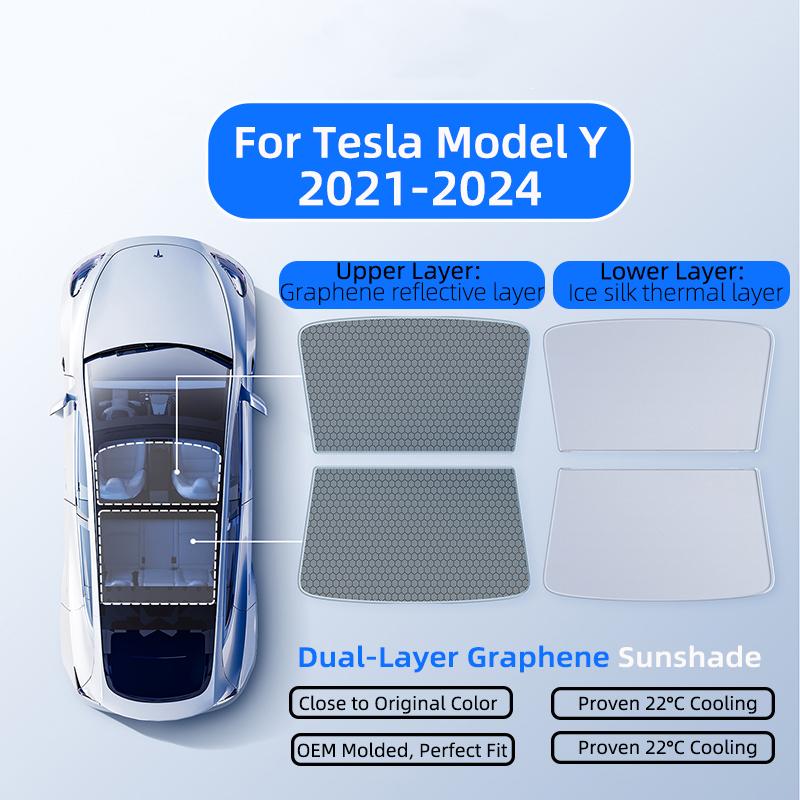 For Tesla Model 3 Y 2021-2025 Highland juniper Sun Shades Glass Roof Sunshade Graphene honeycomb Front Rear Sunroof Skylight Model Y 2021-24