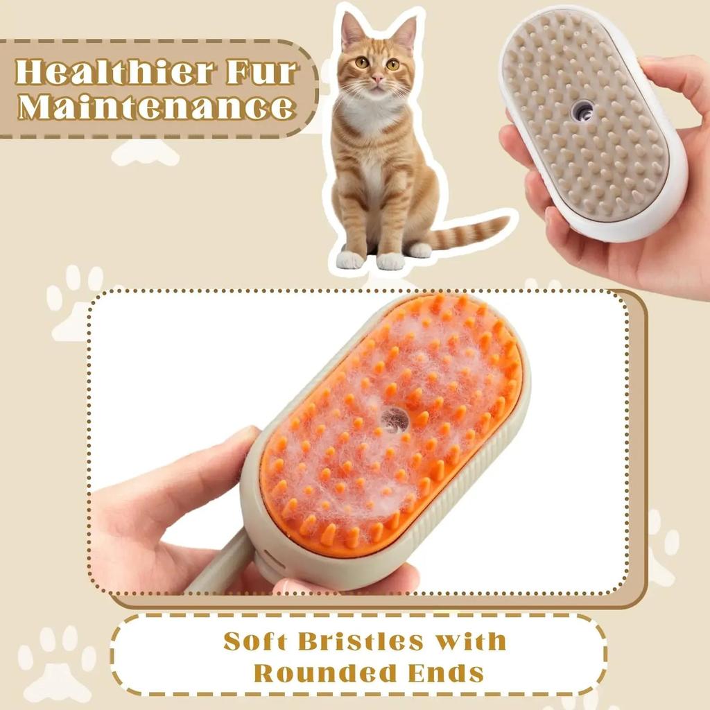 Cat Dog Pet Spray Massage Brush 3 In 1 One Button Steam Spray Folding Rotatable Floating Hair Bath Hair Removal Brush Comb