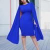 Elegant African OL Long Sleeve Pleated Dress
