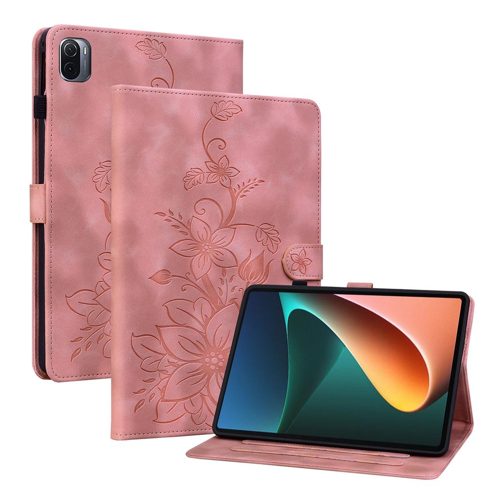 For Xiaomi Pad 5 / Xiaomi Pad 5 Pro (It's not Xiaomi Pad 5 Pro 12.4). PU Leather Exquisite Floral Embossed Design Tablet Case