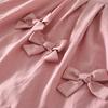 Summer Pink Sweet and Cute Round Neck Sleeveless Vest Dress with Bow Decoration for Girls Aged 3-7 Daily Wear