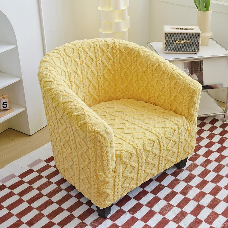 Stretch Tub Chair Slipcover Solid Color Jacquard Club Bar Home Living Room Inclusive Single Sofa Armchair Covers Couch Cover