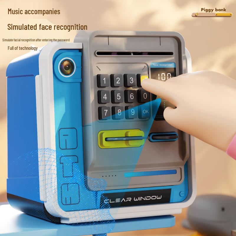 Children's ATM Savings Box: Automatic Deposit & Withdraw, Password-Protected Money Box for Boys & Girls.