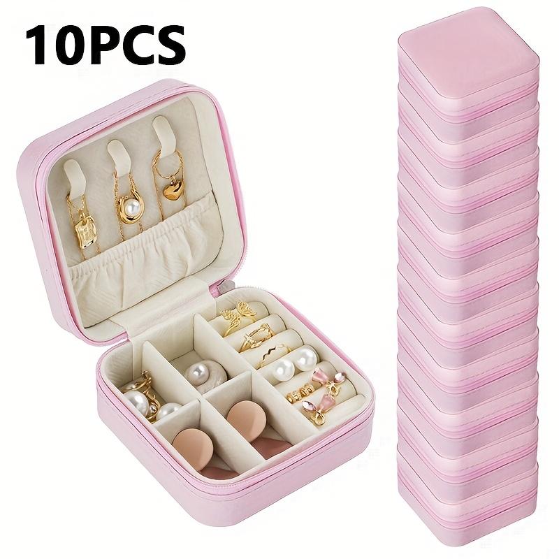 

10 шт., Мини-шкатулка для украшений 5,0 см, Шкатулка для украшений из ПУ кожи, Дорожная портативная многофункциональная коробка для хранения, Серьги, Ожерелья, Резинки для волос, Заколки для волос,