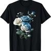 Krásné modrobílé růžové kytice Květ Květinový Botanický Tričko