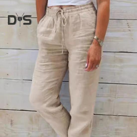 Pantaloni casual pentru femei, de culoare solidă, pantaloni de trening cu talie elastică, cu cordon reglabil, pentru antrenament, cu buzunare