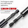 Magnetic extended hex adapter for screwdriver bits compatible with multiple hex sizes offering fast convenient bit changes