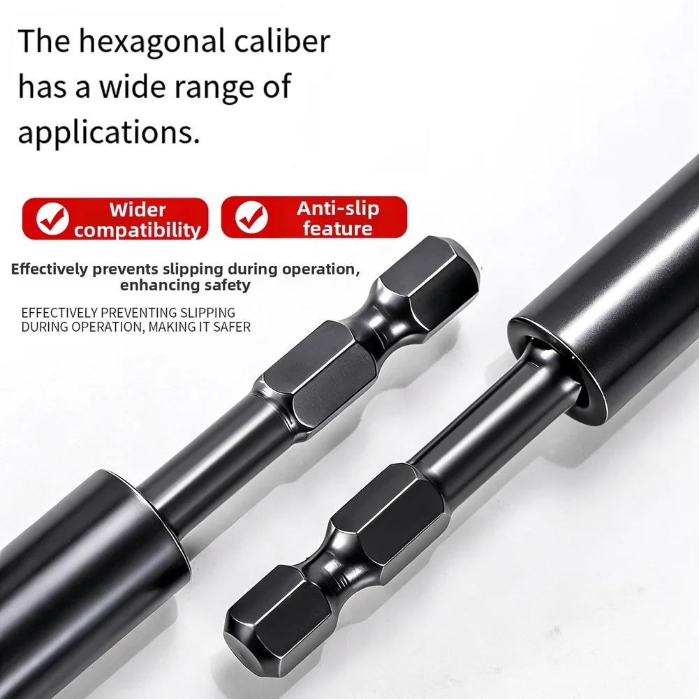 Magnetic extended hex adapter for screwdriver bits compatible with multiple hex sizes offering fast convenient bit changes