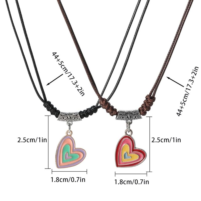 2pcs Heart Cross Cat Pendant Necklace Couple Black Rope Choker Necklace Jewelry