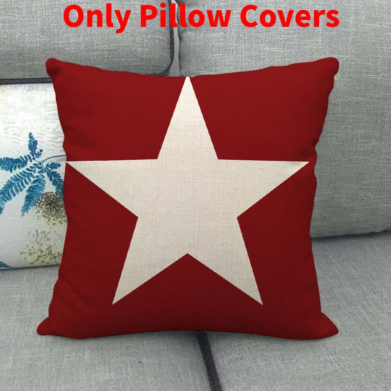 

Vintage Retro Super Star Printed Cotton Linen Decorative Pillow Cover Cushion Red Pentagram