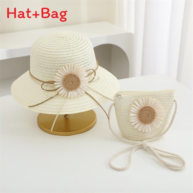 

Childrens Straw Sun Hat With Large Brim And Breathable Design For Summer Outdoor белый