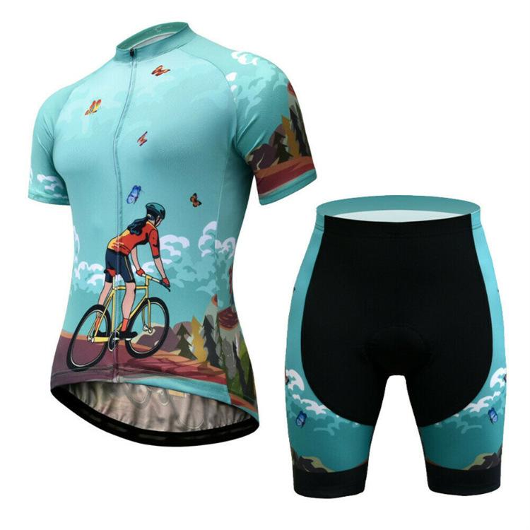 Women s Cycling Suit Short-sleeved Set, Summer Cycling Suit Short-sleeved Quick-drying 2026 Summer Breathable Cycling Suit Set XS