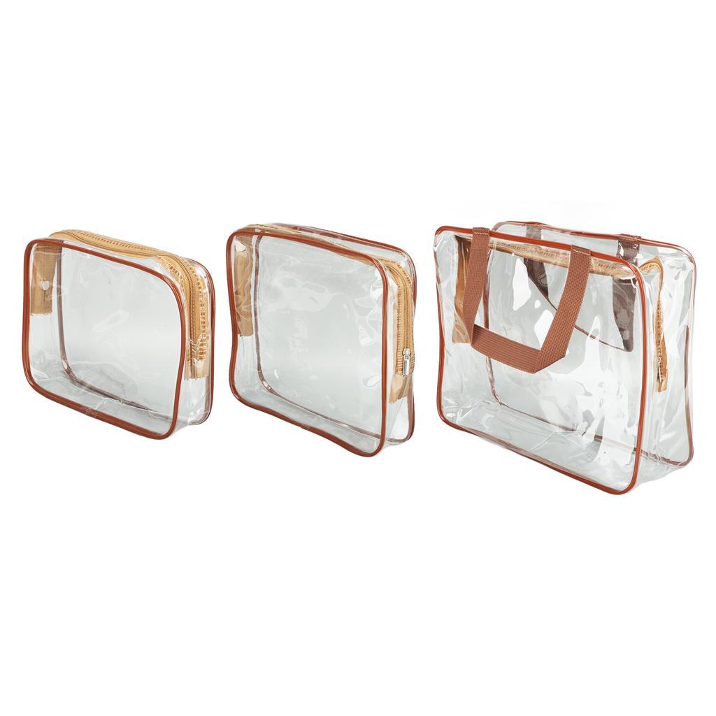 3 Pieces Clear Travel Bags Waterproof Portable Transparent Cosmetic Makeup Bags for Lunch Fitness