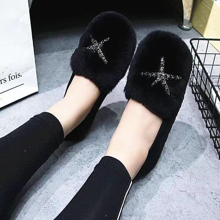 Mao Mao Schuhe tragen Doudou Schuhe im Winter, faule Schuhe verdickter Samt warm Schwangere Baumwollschuhe