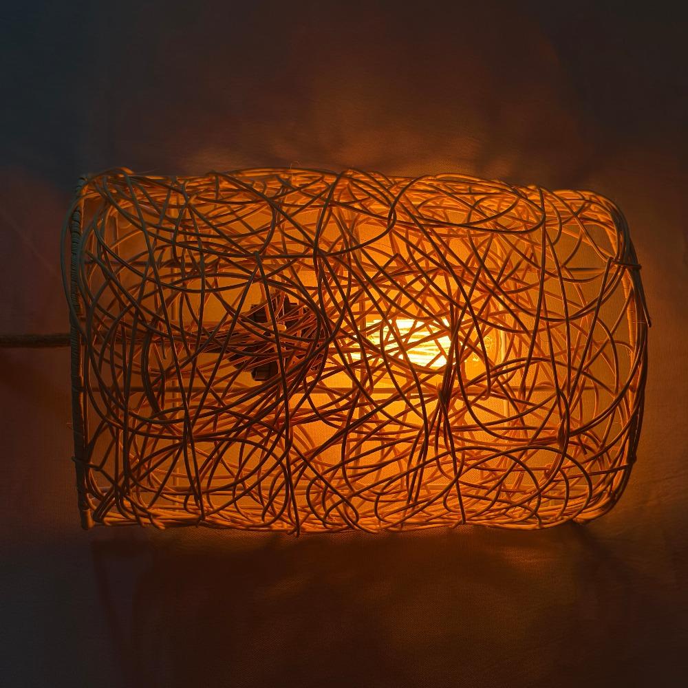 Moderne nordische Rattan-Wandlampe Vintage Japanische pastorale Ranken dekorative Wandleuchten Licht für Nachttisch Foyer Wohnzimmer E27