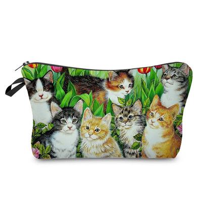 Bolsa de Cosméticos con Estampado de Gato para Mujer Organizador de Artículos de Tocador Estuche de Almacenamiento para Viaje 6429