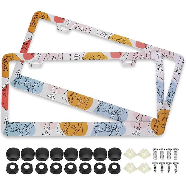 Splicing Skull Ghost Bat License Plate Frames, 2 Pack Halloween Horror Car Plate Frame, Stainless Steel License Plate Holders Covers With Free Screws