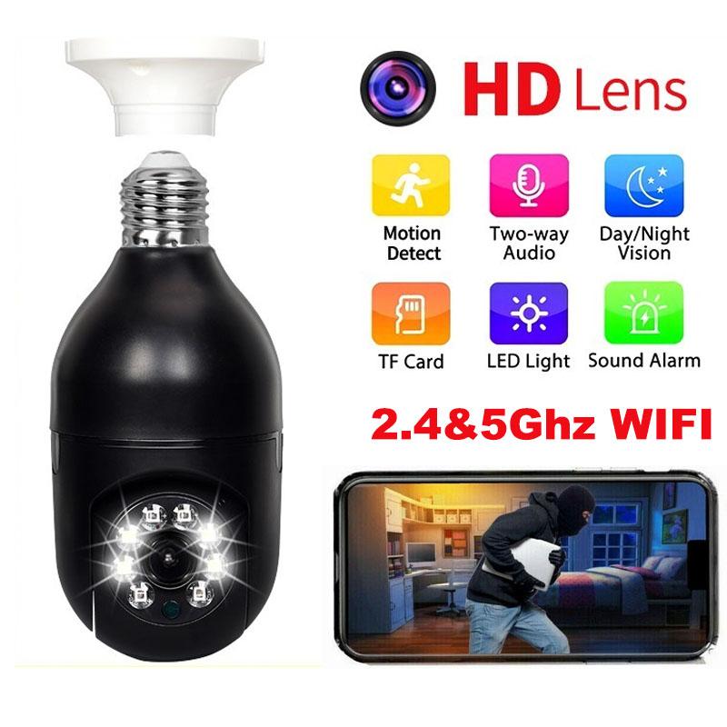HD 1080P 360 ° Obrót Automatyczne śledzenie Kamera panoramiczna Żarówka Bezprzewodowa 5G Wifi Kamera PTZ IP Zdalne oglądanie Bezpieczeństwo Nadzór Alarm dźwiękowy