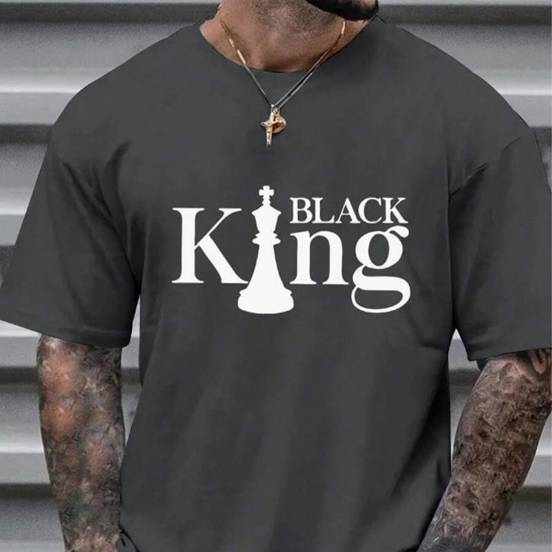 New Summer Men's Fashion T-shirt Letter Tower Printed Men's T-shirt Top