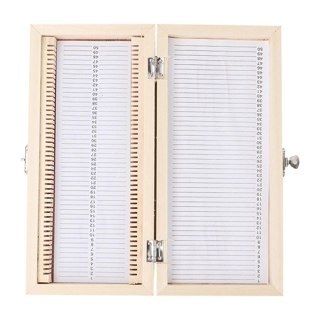 50PCS Biology Glass Prepared Microscope Slides Specimens Wooden Slide Storage Box Case