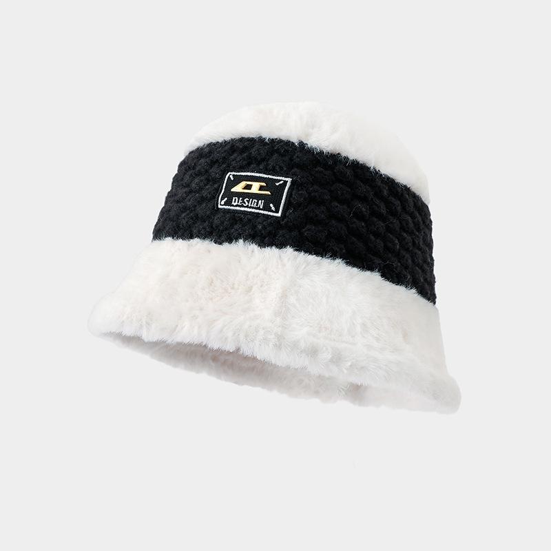 

Korean Version of Autumn and Winter New Hat for Women Plush Fisherman Hat for Women High-end Metal Label for Winter Warm Face-showing Small Basin Hat average size