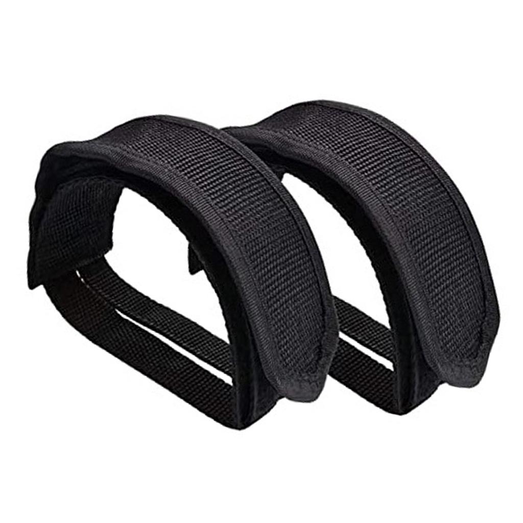 2pcs Bike Pedal Straps Adjustable Universal Bike Feet Straps Toe Clips Straps Tape for Road Bikes Mountain Bikes Black