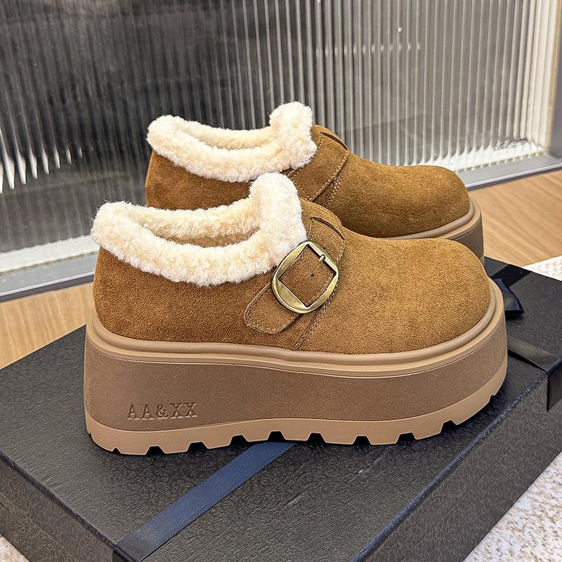 Women's Thick Bottom Winter Fur Mouth Fur One Lightweight Warm Anti Cold Padded Snow Boots Non-slip Wear Casual Sneakers Cotton Boots