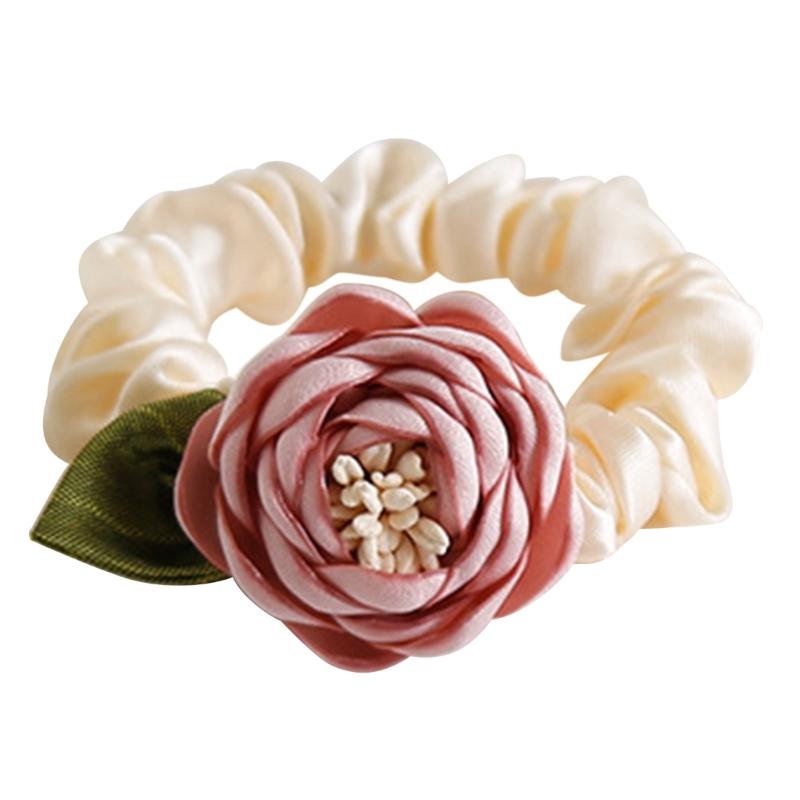 

Fabric Hair Scrunchies Large Hair Bun Scrunchy Female Big Bun Flower Hairpieces рожевий