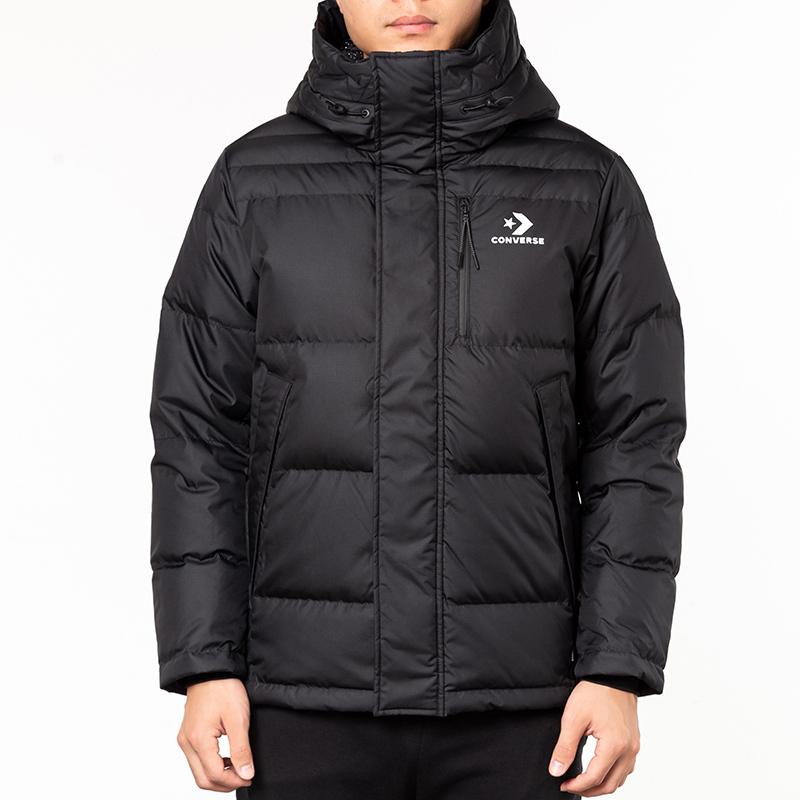 Converse Down Jackets Men's Black Hooded Moderate Other 10019321-A02