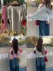 Women's Japanese Stripe Color Block High Collar Long Sleeve T-Shirt - Lazy Style, Light Blue (TX381)
