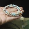 Moon Bodhi Flat Beads & Shoushan Stone Bracelet, Light Luxury Niche Chinese Style Buddhist Prayer Beads for Women