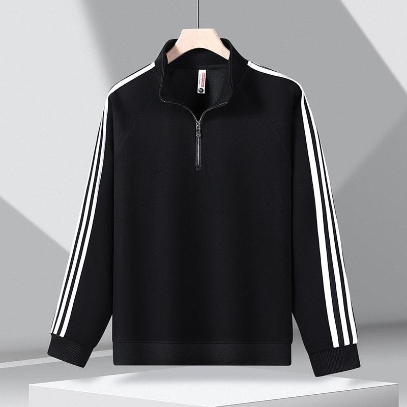 

Half Zip Hoodie Men s Half High Neck Business Casual Hoodie Men s Stand Up Collar Pullover Long Sleeved T-shirt Men s Base Shirt L чёрный