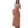 Sweet and Sexy Neck Sling Dress, Summer Temperament, High-end Seaside Vacation Dress, Waist Pleated Skirt