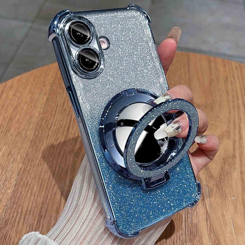 For Samsung Galaxy A06 A05 A04 A04e A03 Core A51 A03s A02s Four Corner Anti-shock Plating Case A 06 05 Makeup Mirror Stand Cover