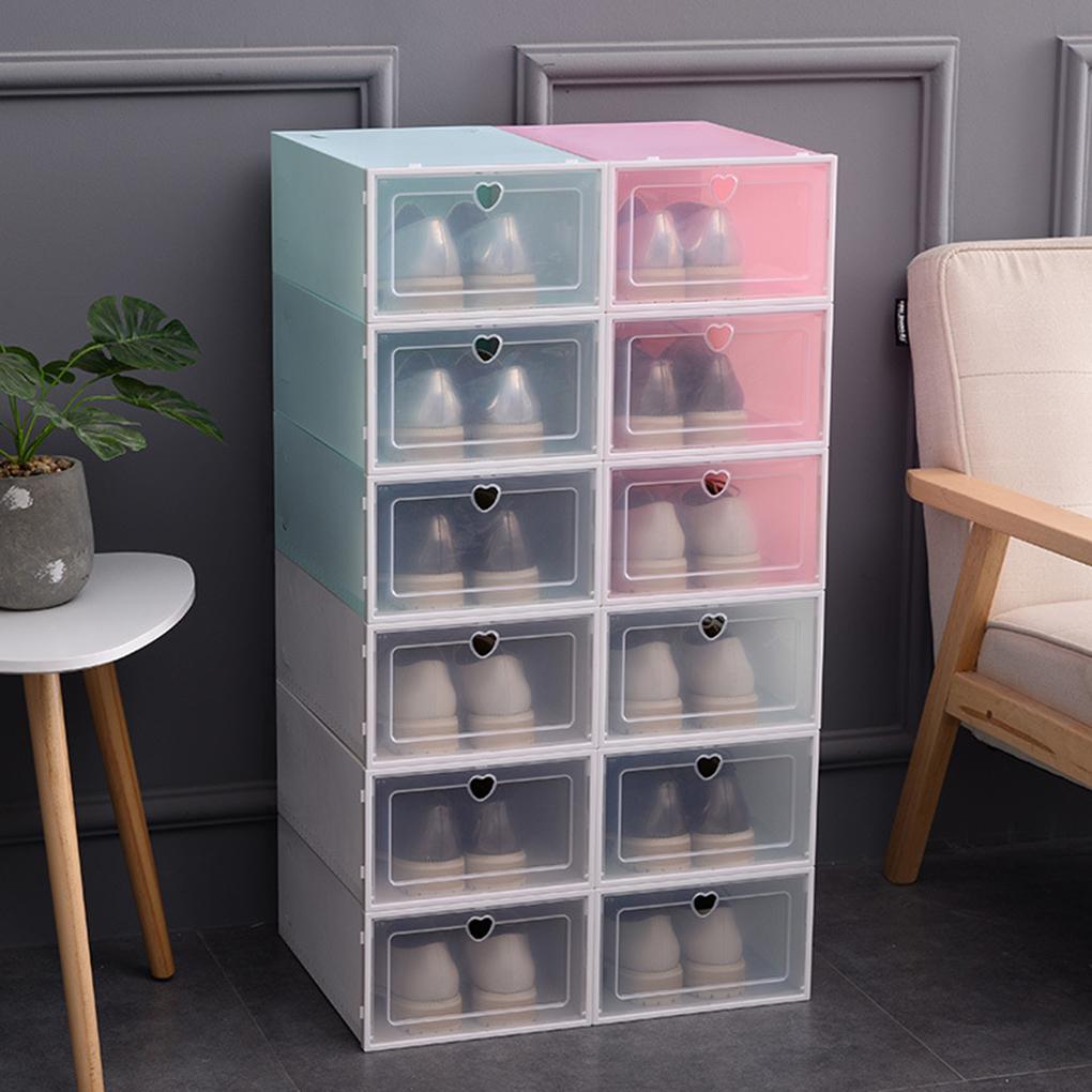Storage Shoe Box Stackable Clear Closet Shelf Plastic Organizer Shoe Container