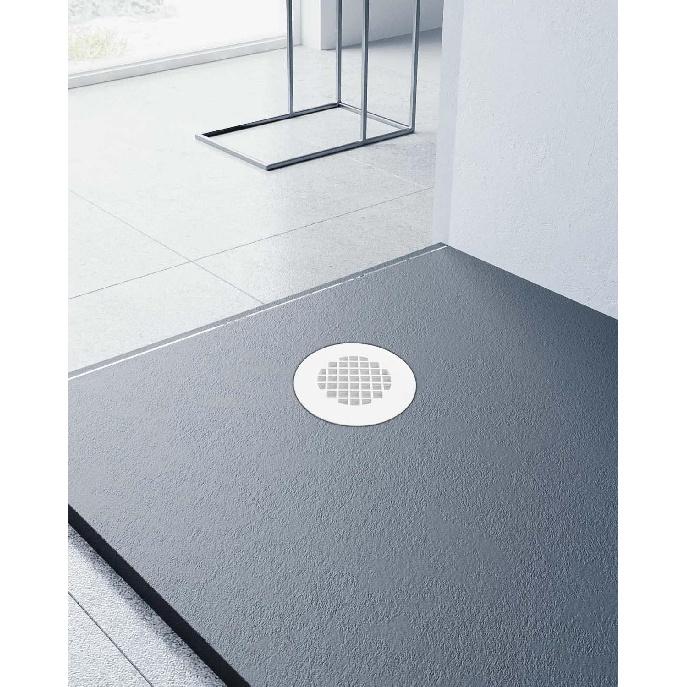 Low Profile Shower Drain Base with 1-1/2" Reducer Pipe Fitting and Perforated Strainer, for 1.5 inch Side Outlet Drain and Shower Base PVC Drain