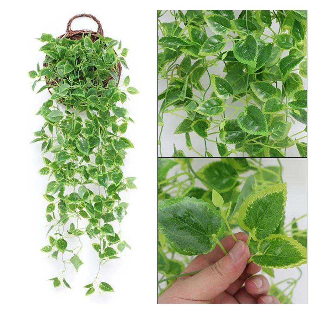 105cm Künstliche Rankenpflanzen Hängende Efeu Grüne Blätter Girlande Rettich Anhänger Kunstblumen Heim Garten Wand Party Dekoration
