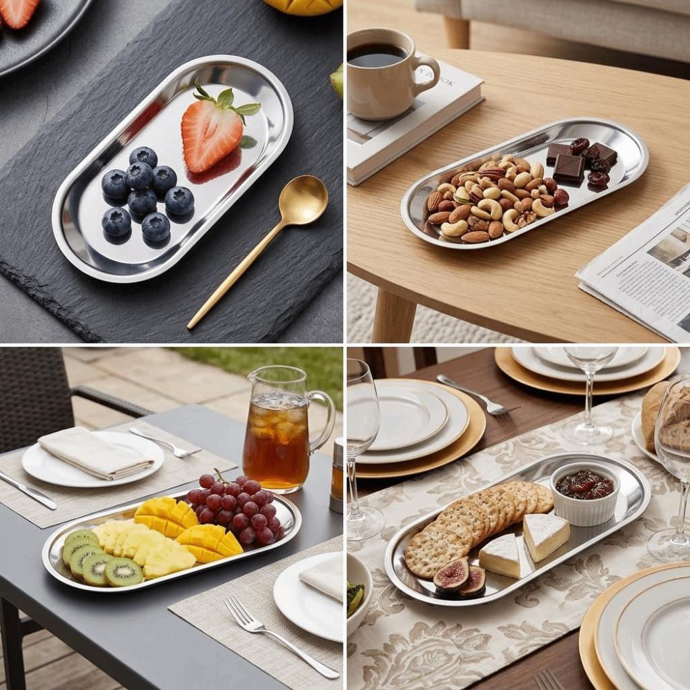 Oval Pastry Tray Smooth Towel Dish Multi purpose Display Plate Restaurant S