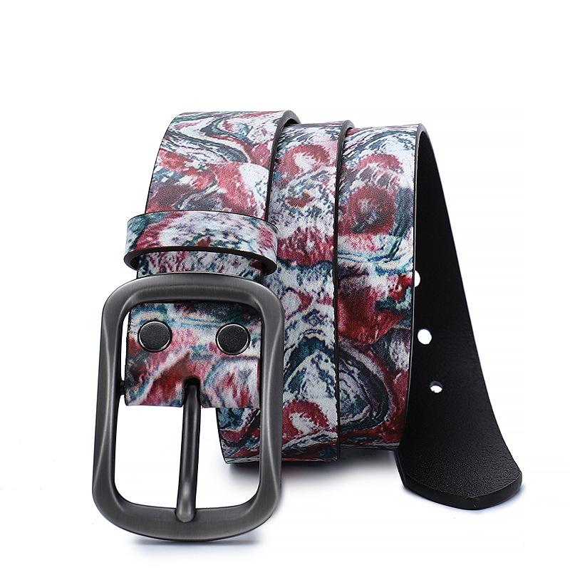 Graffiti Pure Cowhide Belt Personalized Decorative Genuine Leather Belt