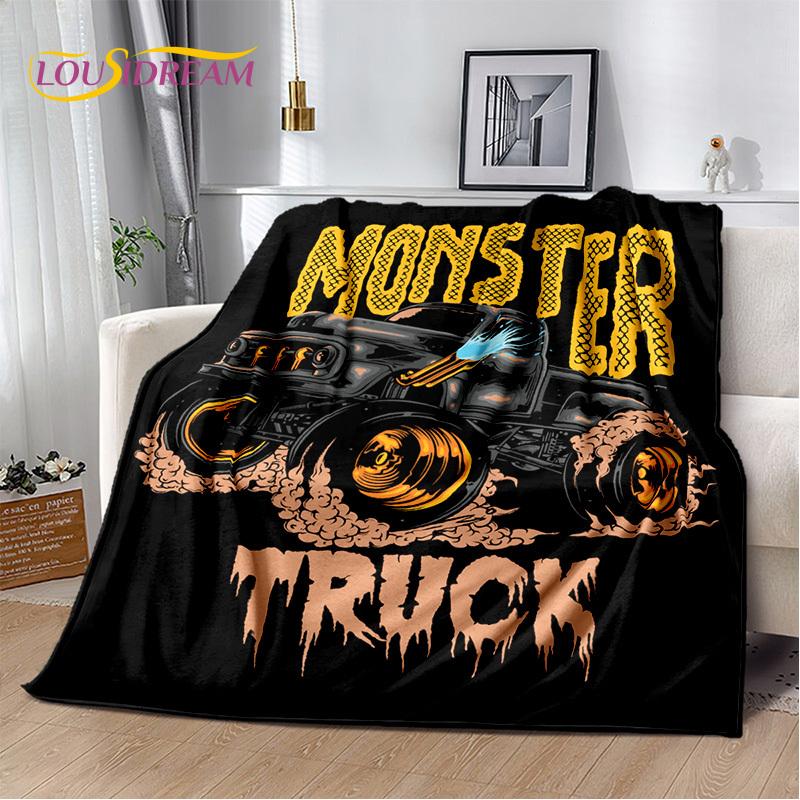 Cartoon Monster Jam 3D Monster Truck Blanket,Soft Throw Blanket for Home Bedroom Bed Sofa Picnic Travel Office Cover Blanket Kid