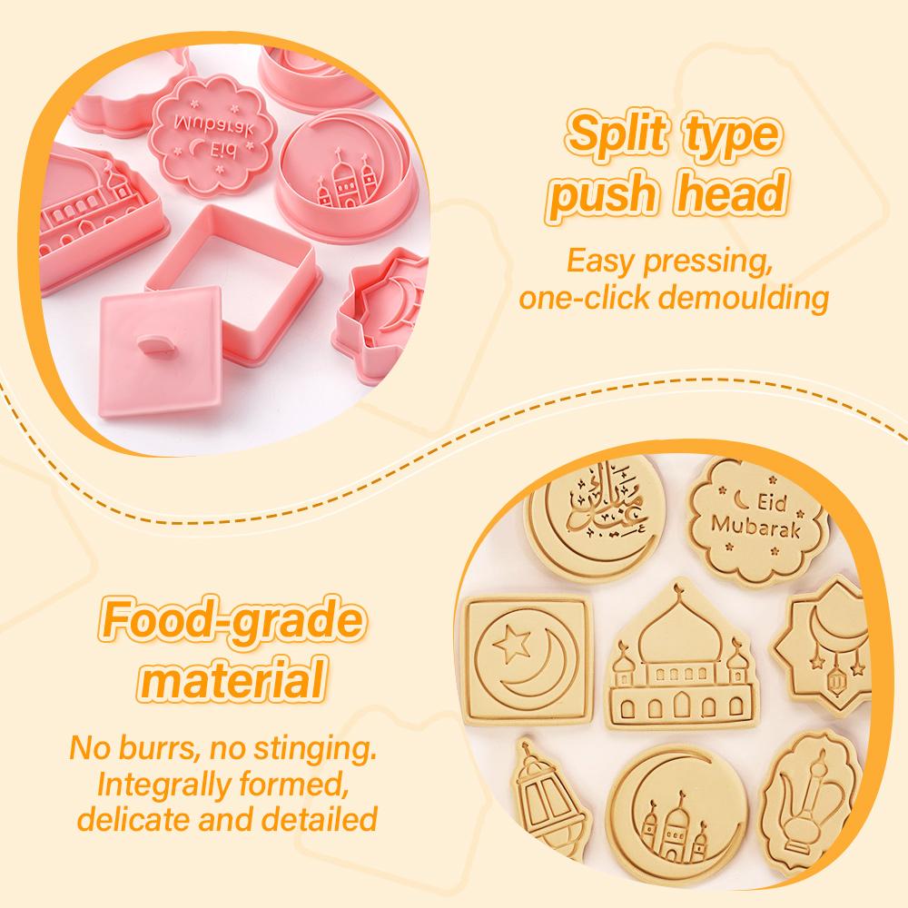 8PCS Cookie Molds Cartoon Element Plastic Cookie Cutting Molds Fondle Baking Tools For Ramadan Festival /Party/ Cookie Molds