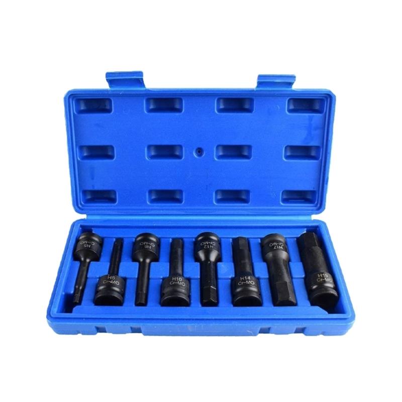 Solid Hex Bit Kit Accurate 1/2inch Pneumatic Wrench Drive Impact Socket For Secure Hold Different Dimension Industrial Use